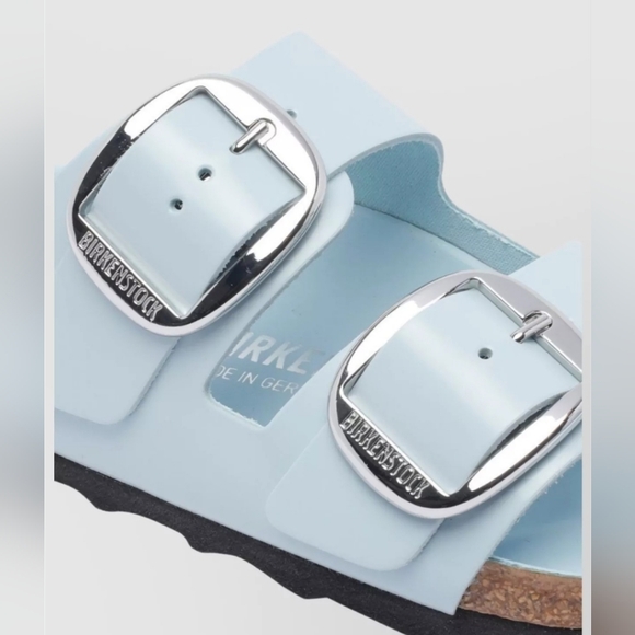 Size 5-5.5 🆕️ Birkenstock Women's Arizona Big Buckle Natural Leather Baby Blue - Picture 4 of 12